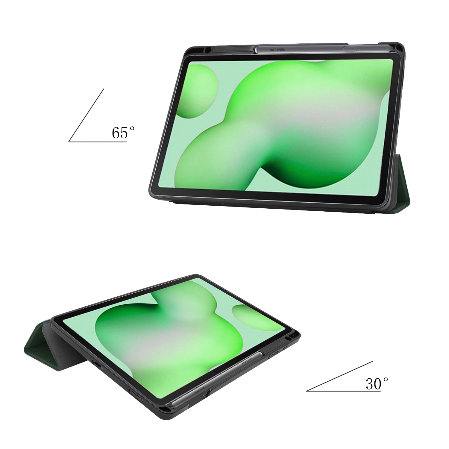 Nomfy Hoes Geschikt voor Samsung Galaxy Tab S6 Lite Hoes Tri-fold Tablet Hoesje Case Met Uitsparing Geschikt voor S Pen - Hoesje Geschikt voor Samsung Tab S6 Lite Hoesje Hardcover Bookcase - Donkergroen