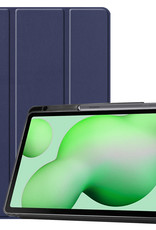Nomfy Hoes Geschikt voor Samsung Galaxy Tab S6 Lite Hoes Tri-fold Tablet Hoesje Case Met Uitsparing Geschikt voor S Pen - Hoesje Geschikt voor Samsung Tab S6 Lite Hoesje Hardcover Bookcase - Donkerblauw