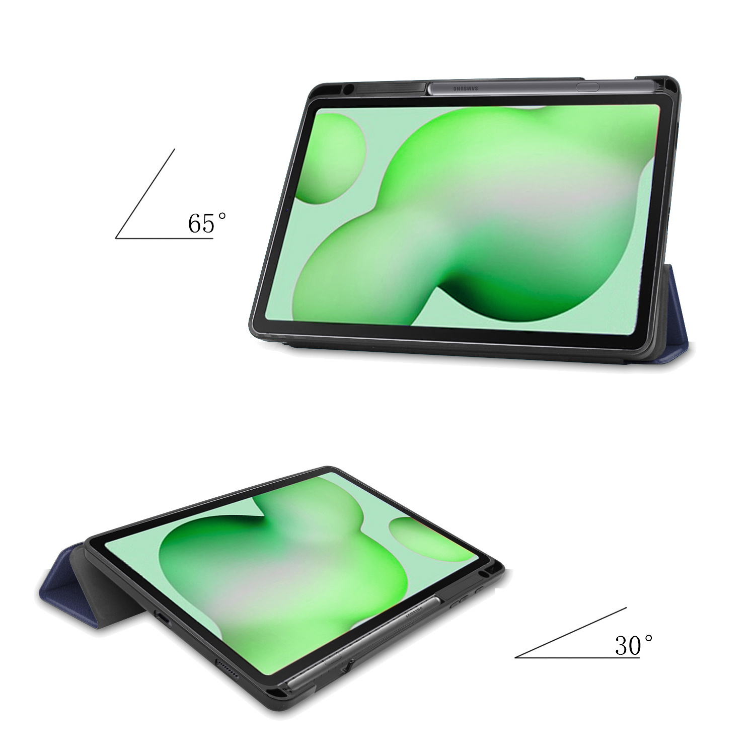 Nomfy Hoes Geschikt voor Samsung Galaxy Tab S6 Lite Hoes Tri-fold Tablet Hoesje Case Met Uitsparing Geschikt voor S Pen - Hoesje Geschikt voor Samsung Tab S6 Lite Hoesje Hardcover Bookcase - Donkerblauw