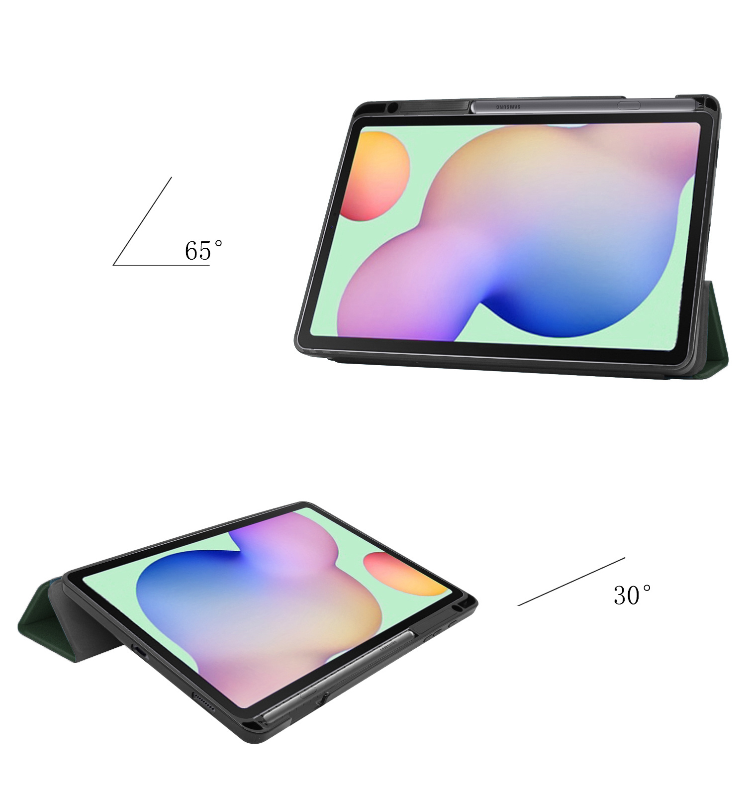 NoXx Samsung Galaxy Tab S6 Lite Hoesje Met Uitsparing S Pen Case Hard Cover Hoes Book Case - Donker Groen