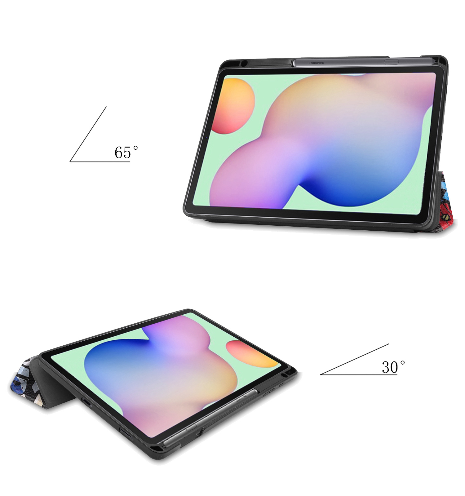 NoXx Hoesje Geschikt voor Samsung Galaxy Tab S6 Lite Hoesje Case Hard Cover Hoes Book Case Met Uitsparing Geschikt voor S Pen - Graffity