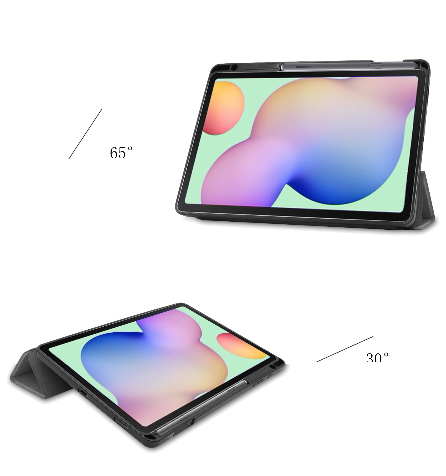 NoXx Hoesje Geschikt voor Samsung Galaxy Tab S6 Lite Hoesje Case Hard Cover Hoes Book Case Met Uitsparing Geschikt voor S Pen - Grijs