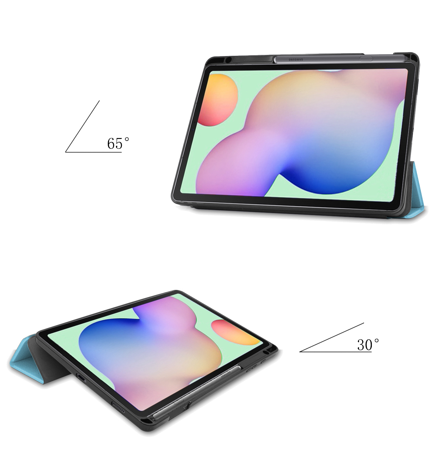 NoXx Hoesje Geschikt voor Samsung Galaxy Tab S6 Lite Hoesje Case Hard Cover Hoes Book Case Met Uitsparing Geschikt voor S Pen - Lichtblauw