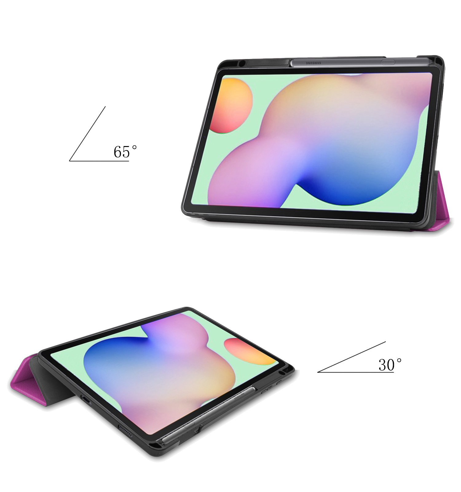NoXx Samsung Galaxy Tab S6 Lite Hoesje Met Uitsparing S Pen Case Hard Cover Hoes Book Case - Paars