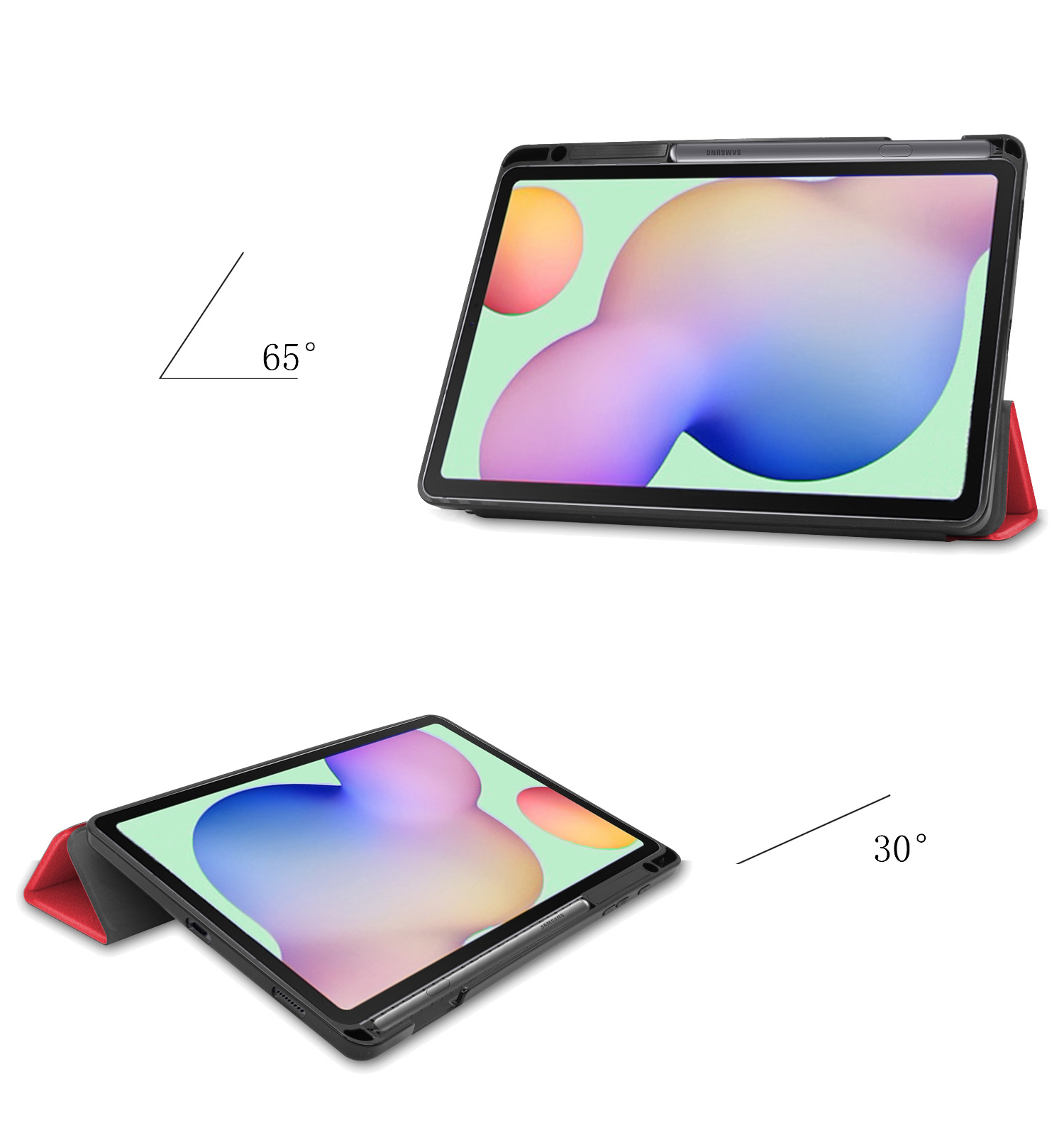 NoXx Hoesje Geschikt voor Samsung Galaxy Tab S6 Lite Hoesje Case Hard Cover Hoes Book Case Met Uitsparing Geschikt voor S Pen - Rood