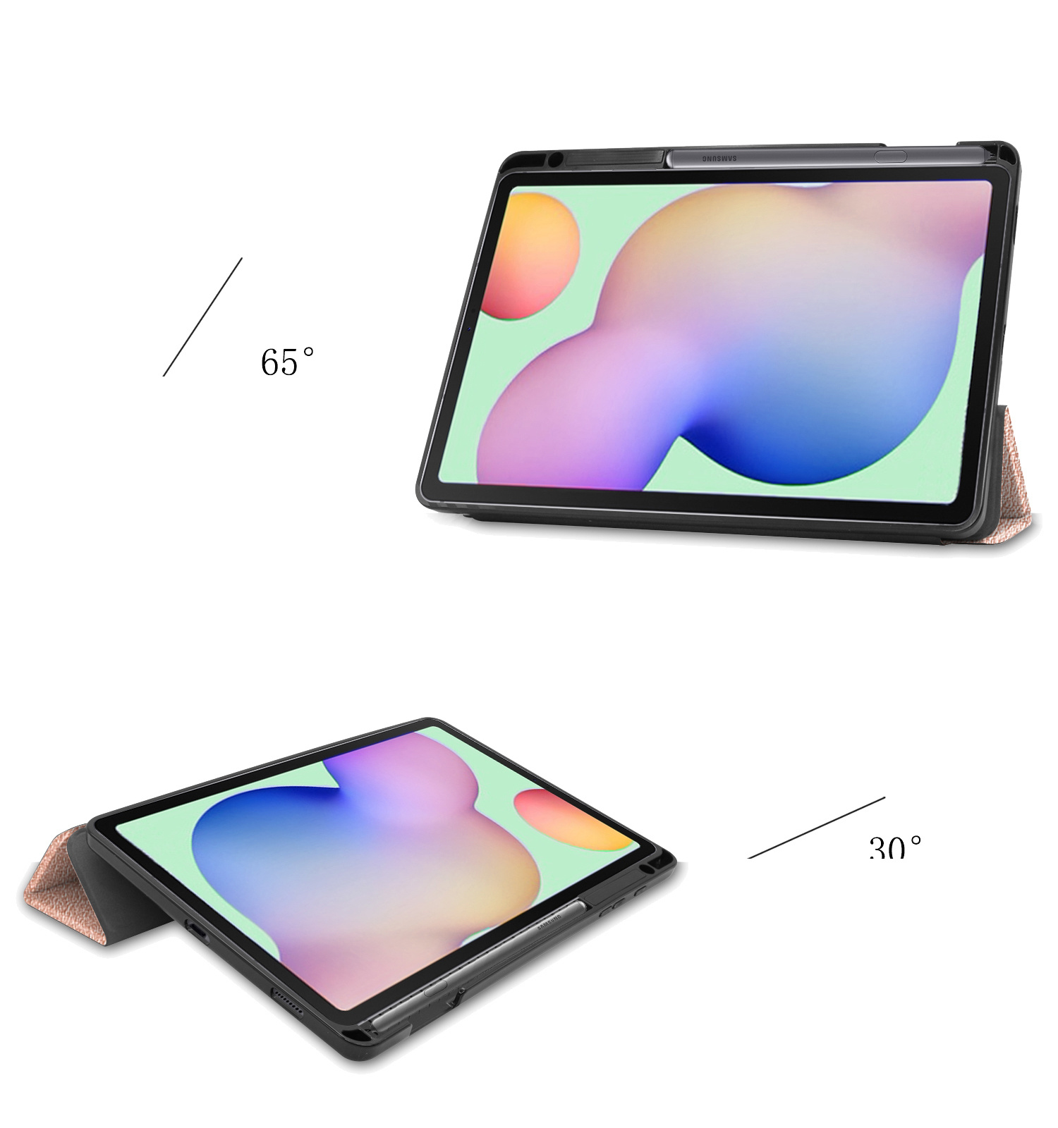 NoXx Hoesje Geschikt voor Samsung Galaxy Tab S6 Lite Hoesje Case Hard Cover Hoes Book Case Met Uitsparing Geschikt voor S Pen - Rosé goud