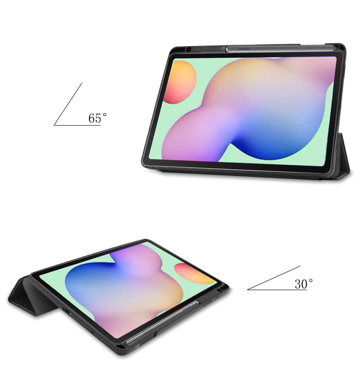 NoXx Hoesje Geschikt voor Samsung Galaxy Tab S6 Lite Hoesje Case Hard Cover Hoes Book Case Met Uitsparing Geschikt voor S Pen - Zwart