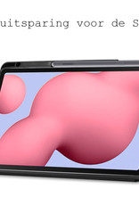BASEY. Hoesje Geschikt voor Samsung Galaxy Tab S6 Lite Hoes Case Tablet Hoesje Tri-fold Met Uitsparing Geschikt voor S Pen - Hoes Geschikt voor Samsung Tab S6 Lite Hoesje Hard Cover Bookcase Hoes - Bloesem