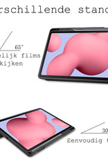 BASEY. Hoesje Geschikt voor Samsung Galaxy Tab S6 Lite Hoes Case Tablet Hoesje Tri-fold Met Uitsparing Geschikt voor S Pen - Hoes Geschikt voor Samsung Tab S6 Lite Hoesje Hard Cover Bookcase Hoes - Donkerblauw