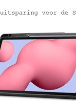 BASEY. Hoesje Geschikt voor Samsung Galaxy Tab S6 Lite Hoes Case Tablet Hoesje Tri-fold Met Uitsparing Geschikt voor S Pen - Hoes Geschikt voor Samsung Tab S6 Lite Hoesje Hard Cover Bookcase Hoes - Donkerblauw