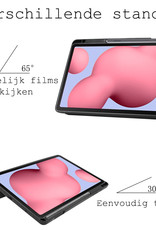 BASEY. Hoesje Geschikt voor Samsung Galaxy Tab S6 Lite Hoes Case Tablet Hoesje Tri-fold Met Uitsparing Geschikt voor S Pen - Hoes Geschikt voor Samsung Tab S6 Lite Hoesje Hard Cover Bookcase Hoes - Donkergroen