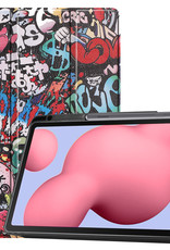 BASEY. Hoesje Geschikt voor Samsung Galaxy Tab S6 Lite Hoes Case Tablet Hoesje Tri-fold Met Uitsparing Geschikt voor S Pen - Hoes Geschikt voor Samsung Tab S6 Lite Hoesje Hard Cover Bookcase Hoes - Graffity