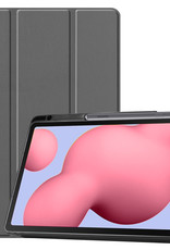 BASEY. Samsung Tab S6 Lite Hoes Book Case Hoesje Met Uitsparing S Pen - Samsung Galaxy Tab S6 Lite Hoesje Hard Cover - Samsung Tab S6 Lite Hoes Grijs