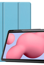BASEY. Hoesje Geschikt voor Samsung Galaxy Tab S6 Lite Hoes Case Tablet Hoesje Tri-fold Met Uitsparing Geschikt voor S Pen - Hoes Geschikt voor Samsung Tab S6 Lite Hoesje Hard Cover Bookcase Hoes - Lichtblauw