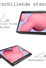 BASEY. Hoesje Geschikt voor Samsung Galaxy Tab S6 Lite Hoes Case Tablet Hoesje Tri-fold Met Uitsparing Geschikt voor S Pen - Hoes Geschikt voor Samsung Tab S6 Lite Hoesje Hard Cover Bookcase Hoes - Lichtblauw