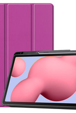 BASEY. Hoesje Geschikt voor Samsung Galaxy Tab S6 Lite Hoes Case Tablet Hoesje Tri-fold Met Uitsparing Geschikt voor S Pen - Hoes Geschikt voor Samsung Tab S6 Lite Hoesje Hard Cover Bookcase Hoes - Paars