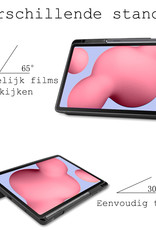 BASEY. Hoesje Geschikt voor Samsung Galaxy Tab S6 Lite Hoes Case Tablet Hoesje Tri-fold Met Uitsparing Geschikt voor S Pen - Hoes Geschikt voor Samsung Tab S6 Lite Hoesje Hard Cover Bookcase Hoes - Rood