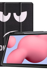 BASEY. Hoesje Geschikt voor Samsung Galaxy Tab S6 Lite Hoes Case Tablet Hoesje Tri-fold Met Uitsparing Geschikt voor S Pen - Hoes Geschikt voor Samsung Tab S6 Lite Hoesje Hard Cover Bookcase Hoes - Don't Touch Me