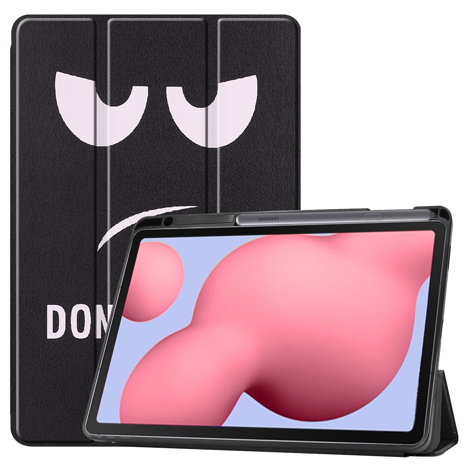 BASEY. Hoesje Geschikt voor Samsung Galaxy Tab S6 Lite Hoes Case Tablet Hoesje Tri-fold Met Uitsparing Geschikt voor S Pen - Hoes Geschikt voor Samsung Tab S6 Lite Hoesje Hard Cover Bookcase Hoes - Don't Touch Me