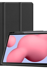 BASEY. Samsung Tab S6 Lite Hoes Book Case Hoesje Met Uitsparing S Pen - Samsung Galaxy Tab S6 Lite Hoesje Hard Cover - Samsung Tab S6 Lite Hoes Zwart