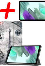Samsung Tab S6 Lite Hoes Book Case Hoesje Met Screenprotector - Samsung Galaxy Tab S6 Lite Hoesje Hard Cover - Samsung Tab S6 Lite Hoes Eiffeltoren