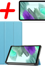 BASEY. Hoesje Geschikt voor Samsung Galaxy Tab S6 Lite Hoes Case Tablet Hoesje Tri-fold Met Screenprotector - Hoes Geschikt voor Samsung Tab S6 Lite Hoesje Hard Cover Bookcase Hoes - Lichtblauw