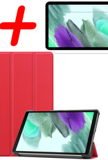 Hoesje Geschikt voor Samsung Galaxy Tab S6 Lite Hoes Case Tablet Hoesje Tri-fold Met Screenprotector - Hoes Geschikt voor Samsung Tab S6 Lite Hoesje Hard Cover Bookcase Hoes - Rood