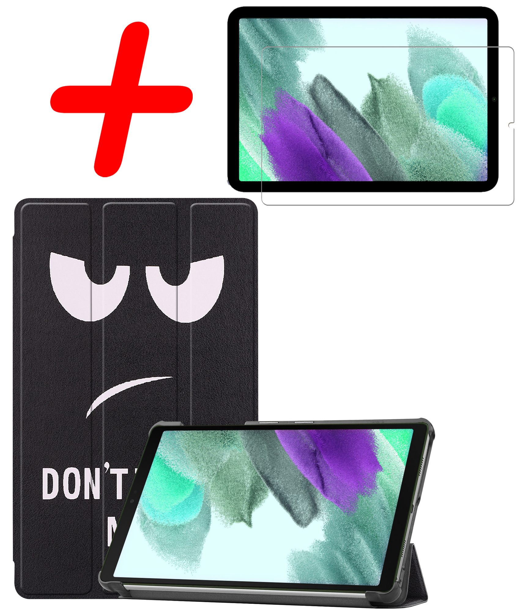 BASEY. Hoesje Geschikt voor Samsung Galaxy Tab S6 Lite Hoes Case Tablet Hoesje Tri-fold Met Screenprotector - Hoes Geschikt voor Samsung Tab S6 Lite Hoesje Hard Cover Bookcase Hoes - Don't Touch Me