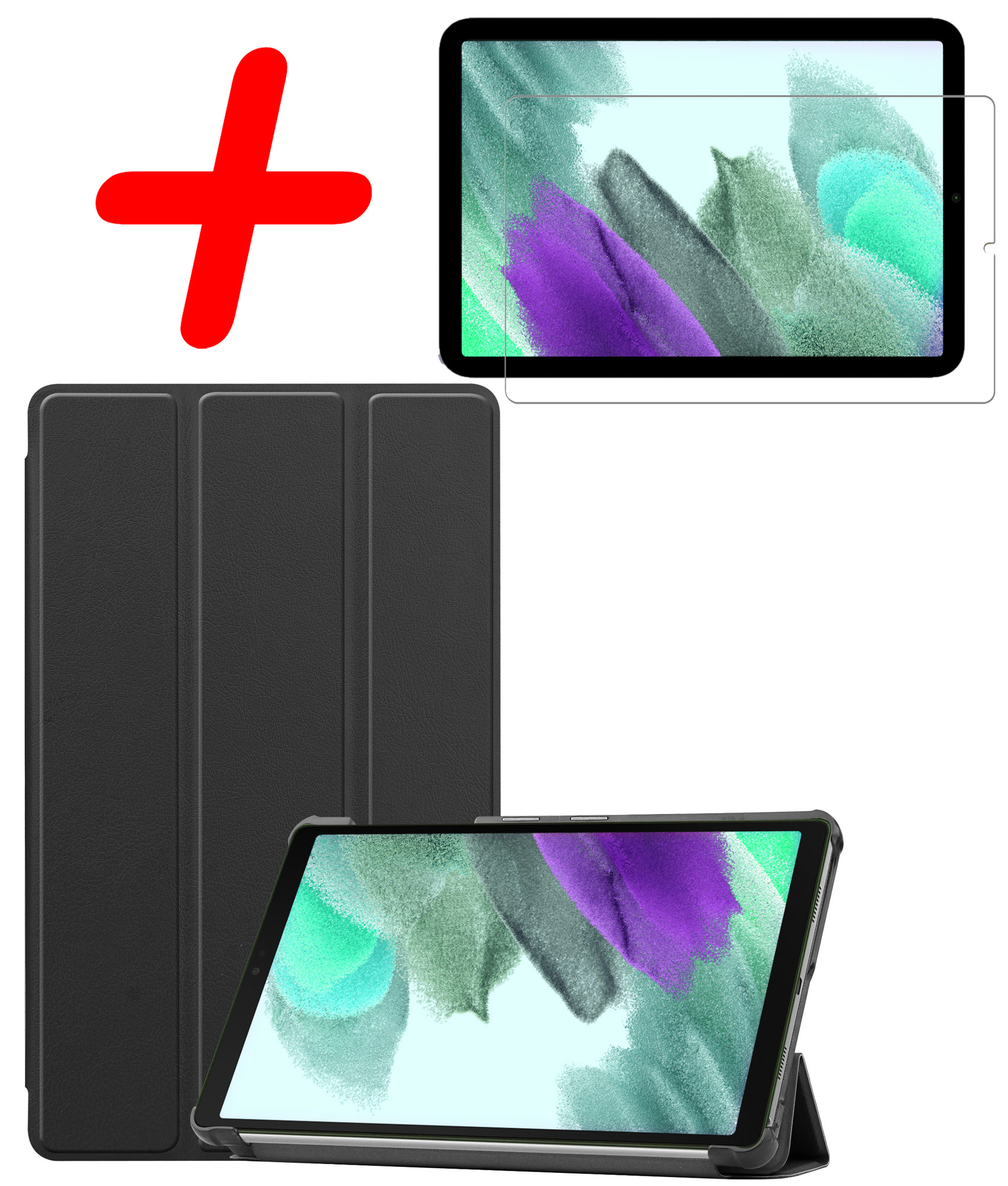 BASEY. Hoesje Geschikt voor Samsung Galaxy Tab S6 Lite Hoes Case Tablet Hoesje Tri-fold Met Screenprotector - Hoes Geschikt voor Samsung Tab S6 Lite Hoesje Hard Cover Bookcase Hoes - Zwart