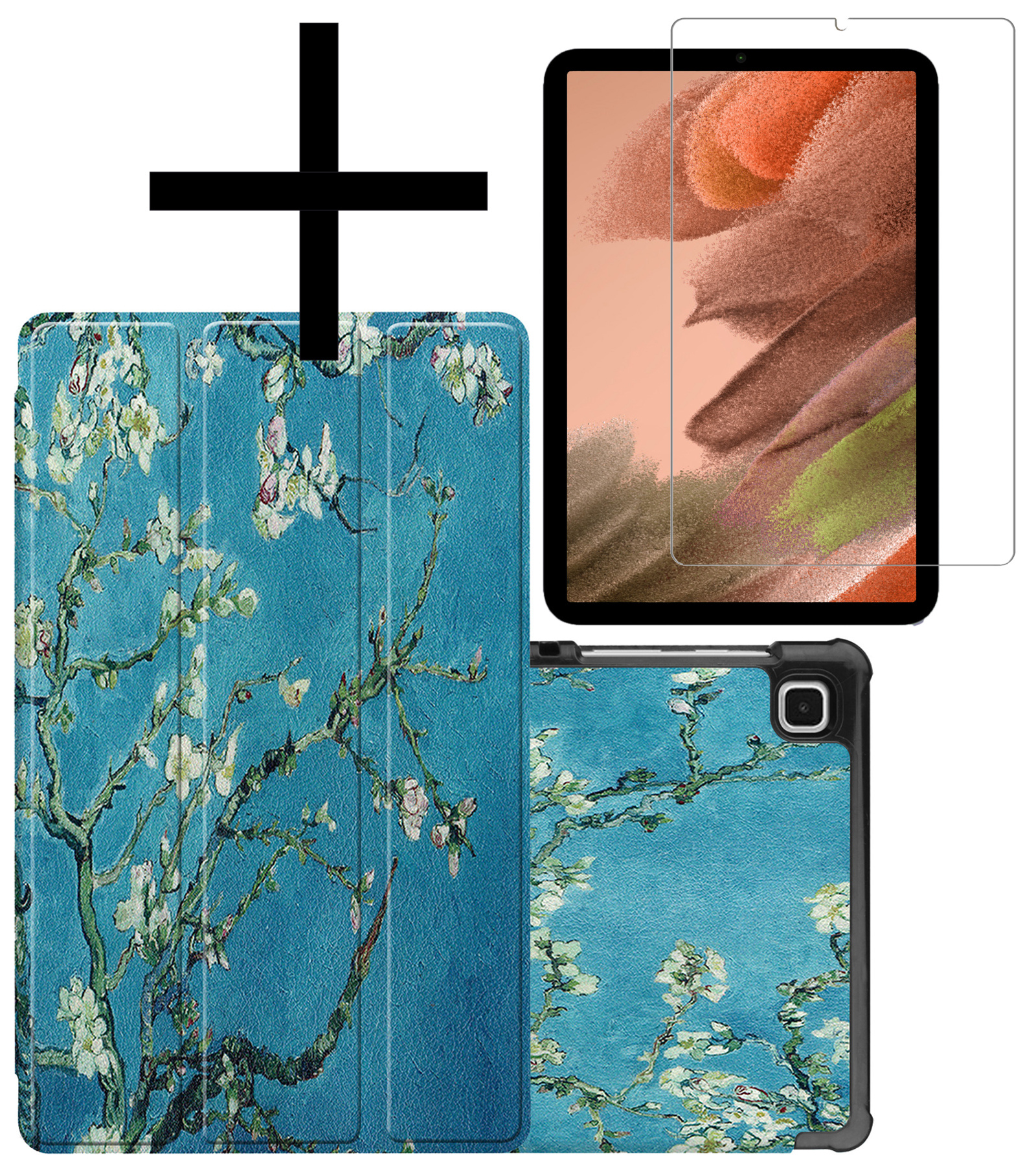 NoXx Hoesje Geschikt voor Samsung Galaxy Tab S6 Lite Hoesje Case Hard Cover Hoes Book Case Met Screenprotector - Bloesem