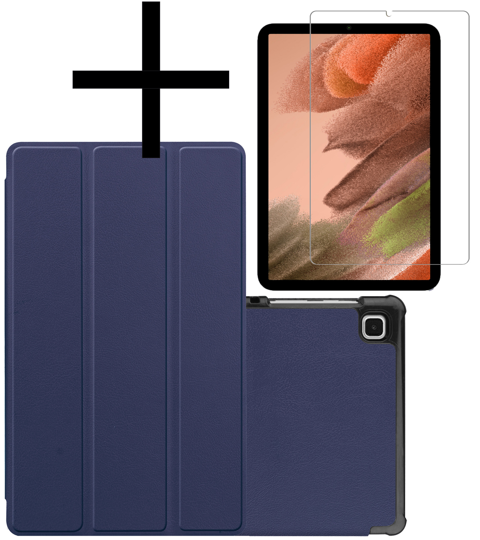 NoXx Hoesje Geschikt voor Samsung Galaxy Tab S6 Lite Hoesje Case Hard Cover Hoes Book Case Met Screenprotector - Donkerblauw