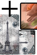 NoXx Hoesje Geschikt voor Samsung Galaxy Tab S6 Lite Hoesje Case Hard Cover Hoes Book Case Met Screenprotector - Eiffeltoren