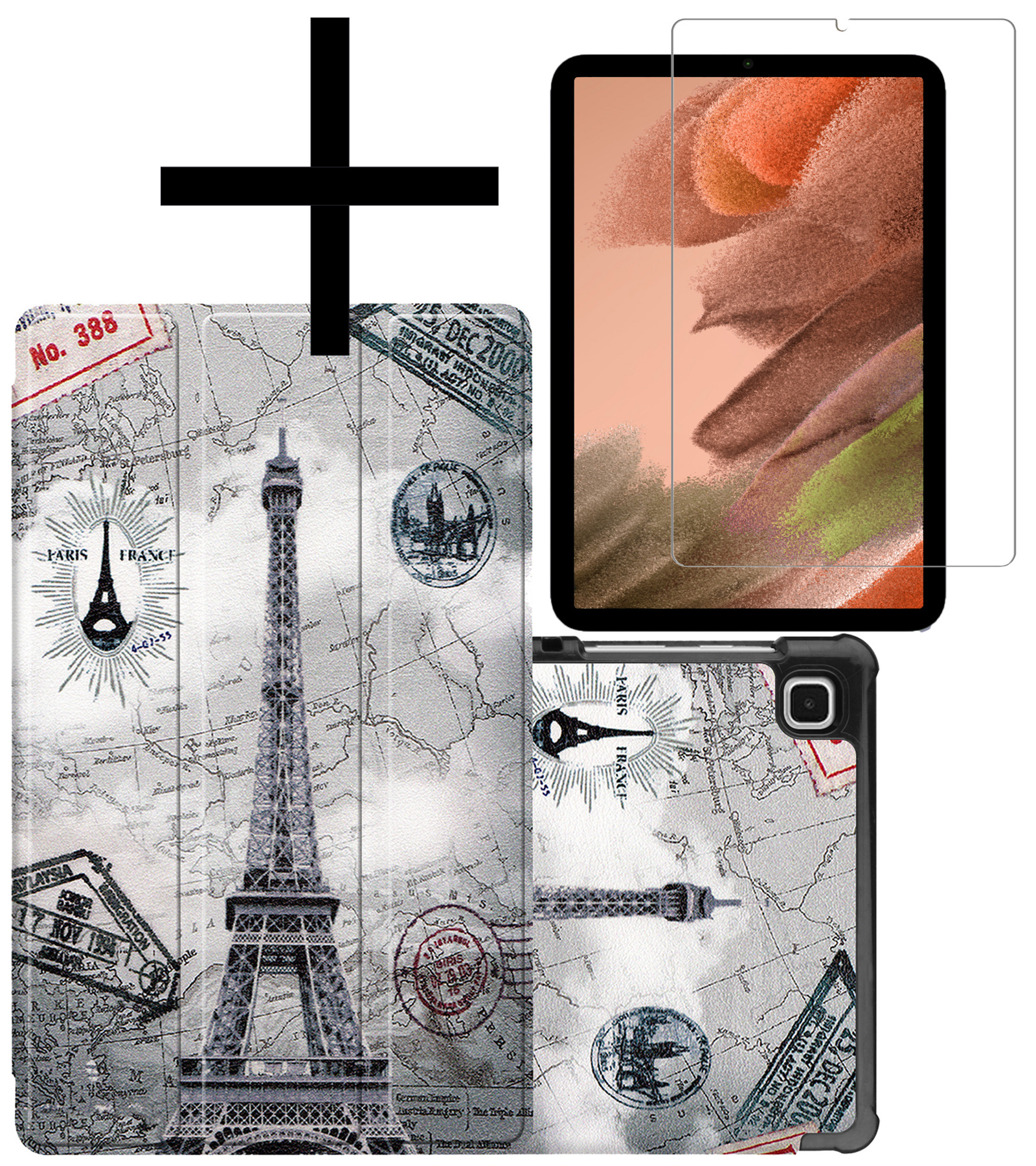NoXx Hoesje Geschikt voor Samsung Galaxy Tab S6 Lite Hoesje Case Hard Cover Hoes Book Case Met Screenprotector - Eiffeltoren