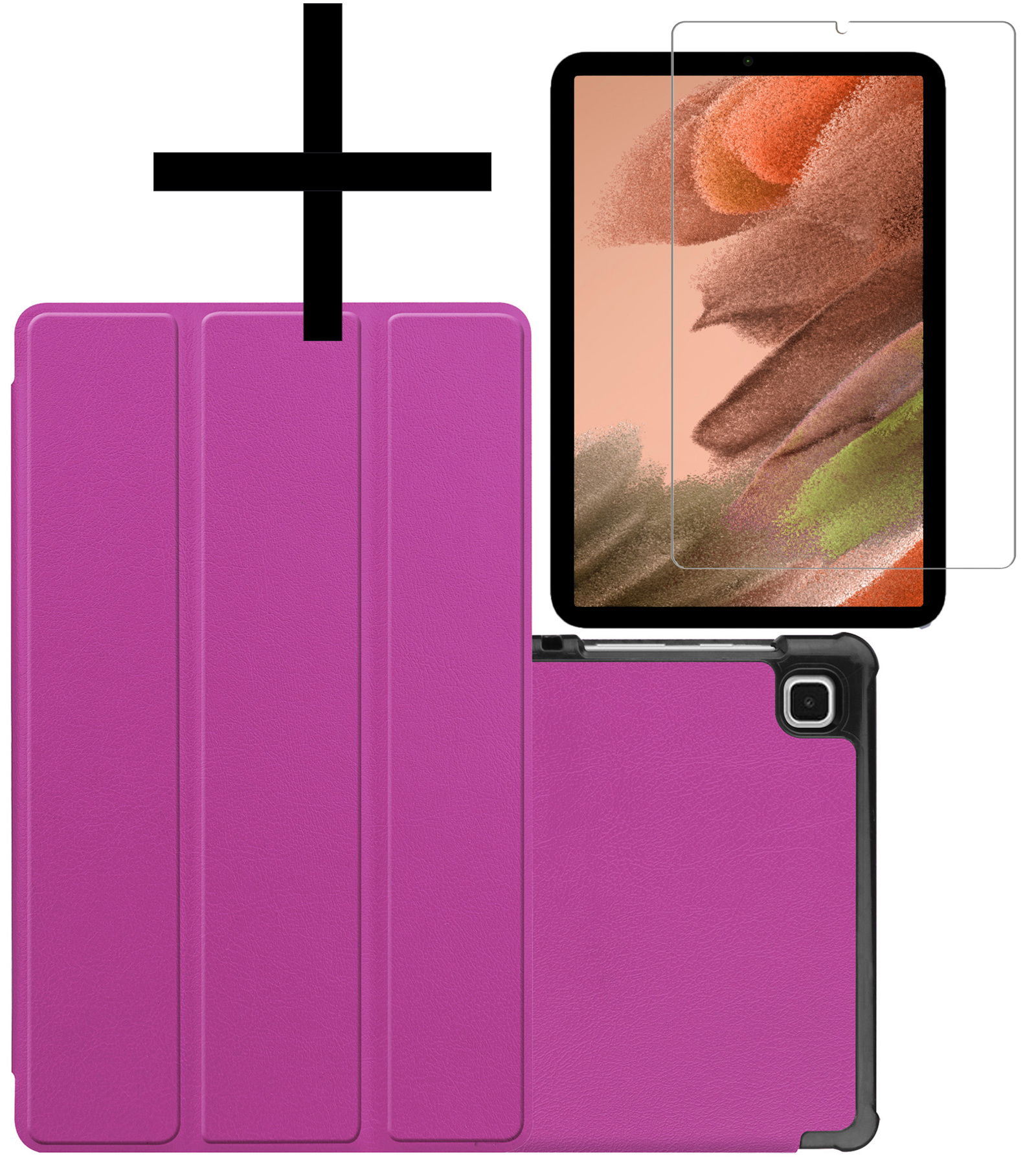 NoXx Hoesje Geschikt voor Samsung Galaxy Tab S6 Lite Hoesje Case Hard Cover Hoes Book Case Met Screenprotector - Paars