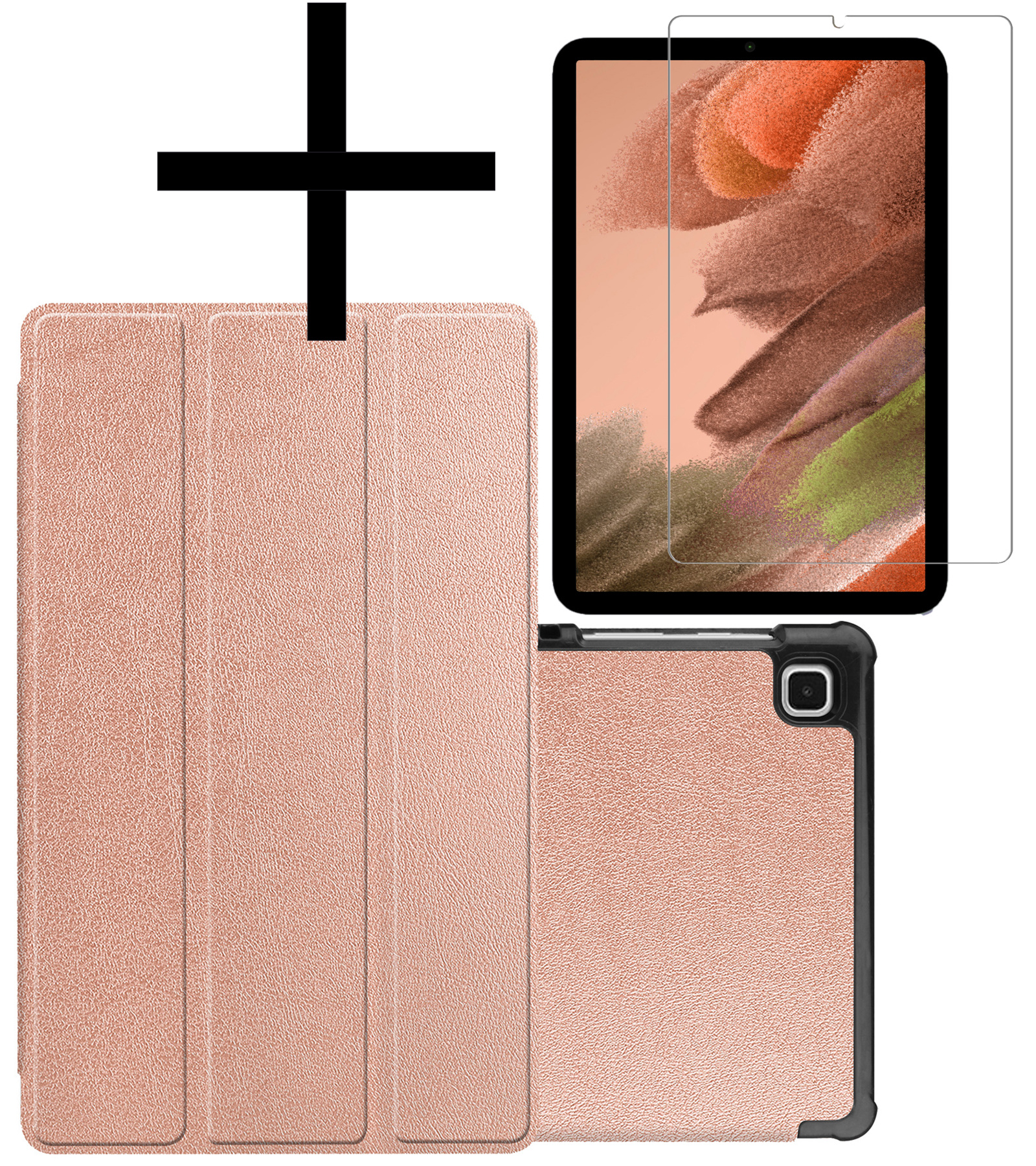 NoXx Hoesje Geschikt voor Samsung Galaxy Tab S6 Lite Hoesje Case Hard Cover Hoes Book Case Met Screenprotector - Rosé goud