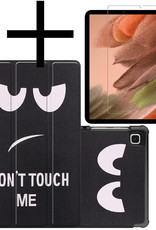 NoXx Hoesje Geschikt voor Samsung Galaxy Tab S6 Lite Hoesje Case Hard Cover Hoes Book Case Met Screenprotector - Don't Touch Me