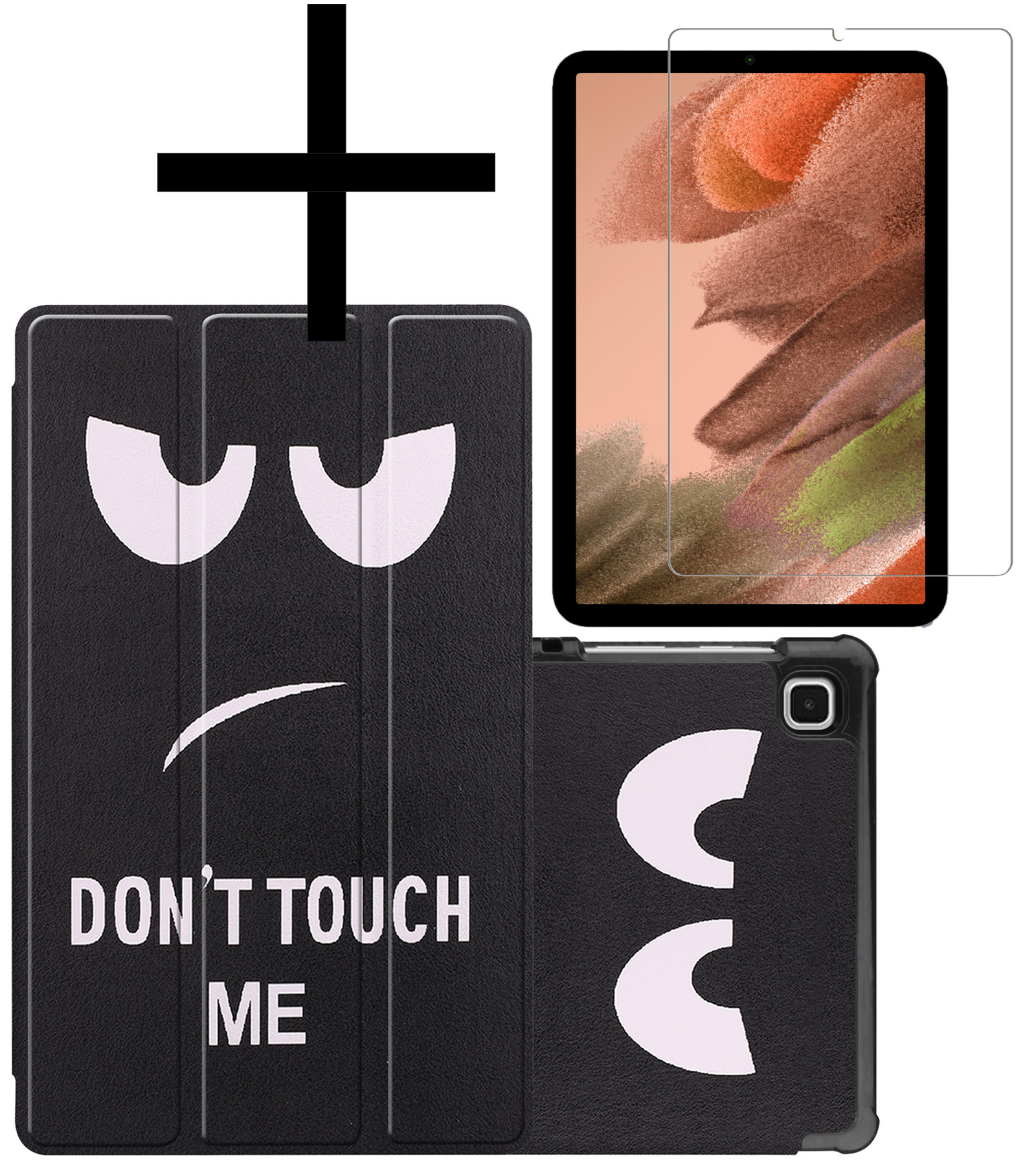 NoXx Hoesje Geschikt voor Samsung Galaxy Tab S6 Lite Hoesje Case Hard Cover Hoes Book Case Met Screenprotector - Don't Touch Me