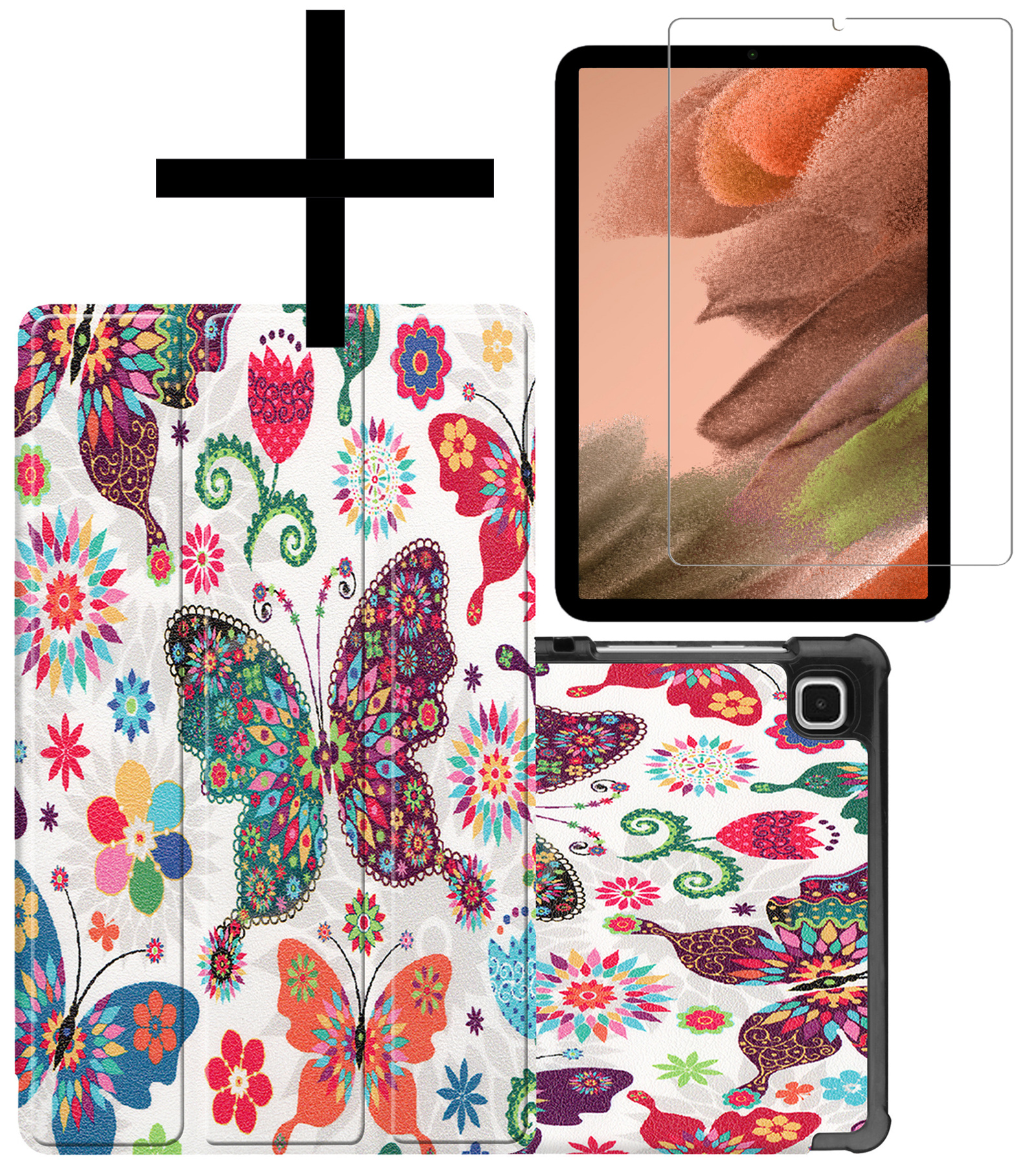 NoXx Hoesje Geschikt voor Samsung Galaxy Tab S6 Lite Hoesje Case Hard Cover Hoes Book Case Met Screenprotector - Vlinders