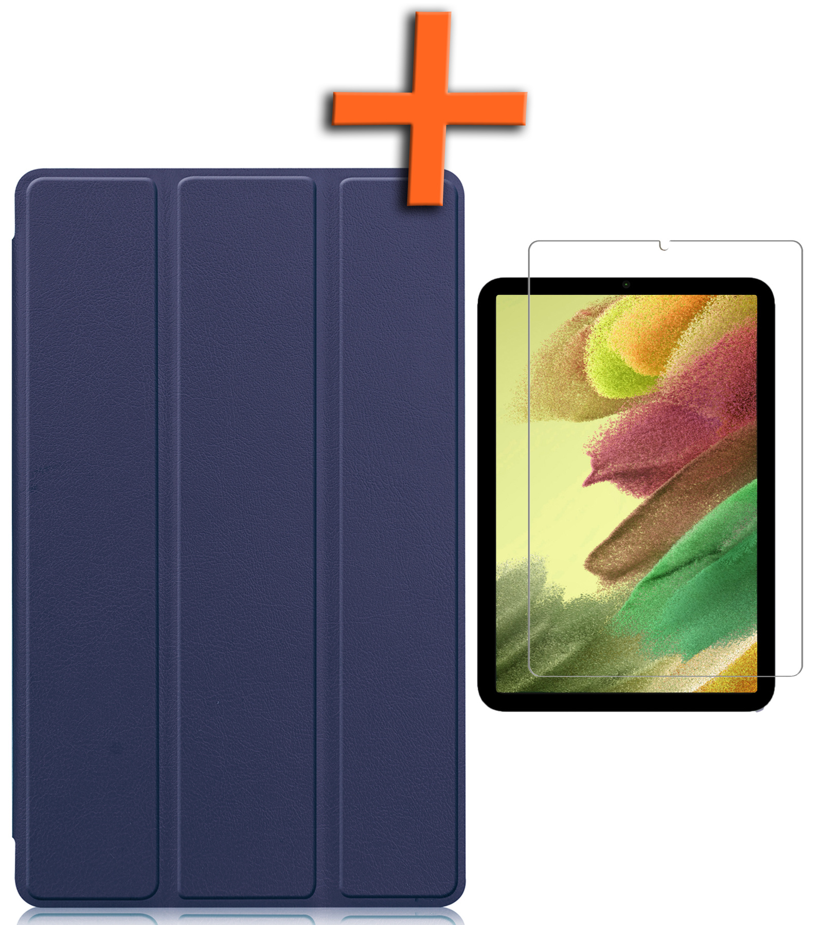 Nomfy Hoes Geschikt voor Samsung Galaxy Tab S6 Lite Hoes Tri-fold Tablet Hoesje Case Met Screenprotector - Hoesje Geschikt voor Samsung Tab S6 Lite Hoesje Hardcover Bookcase - Donkerblauw
