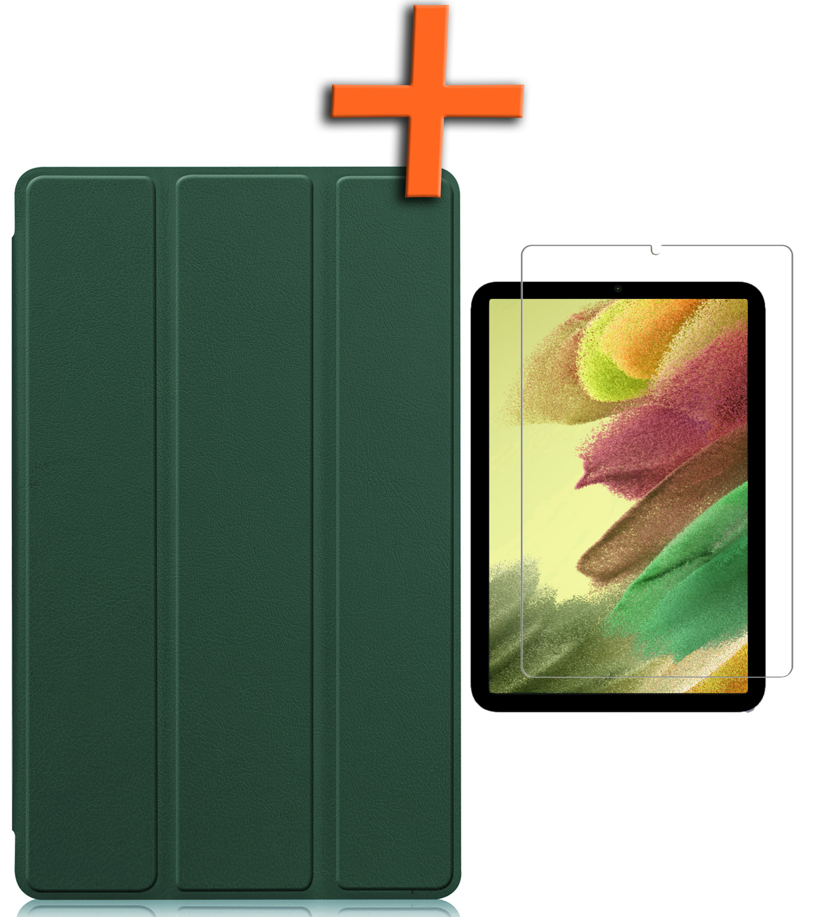 Nomfy Hoes Geschikt voor Samsung Galaxy Tab S6 Lite Hoes Tri-fold Tablet Hoesje Case Met Screenprotector - Hoesje Geschikt voor Samsung Tab S6 Lite Hoesje Hardcover Bookcase - Donkergroen