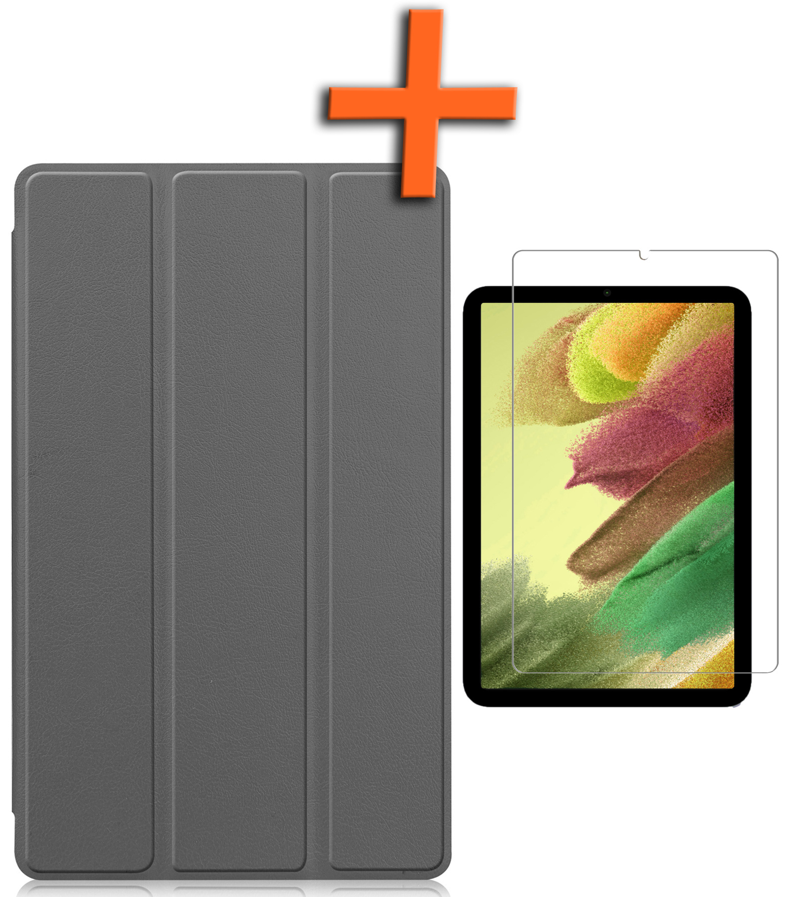 Samsung Tab S6 Lite Hoesje Met Screenprotector Book Case Hoes - Samsung Galaxy Tab S6 Lite Hoes Hardcover Hoesje Met Screenprotector - Grijs