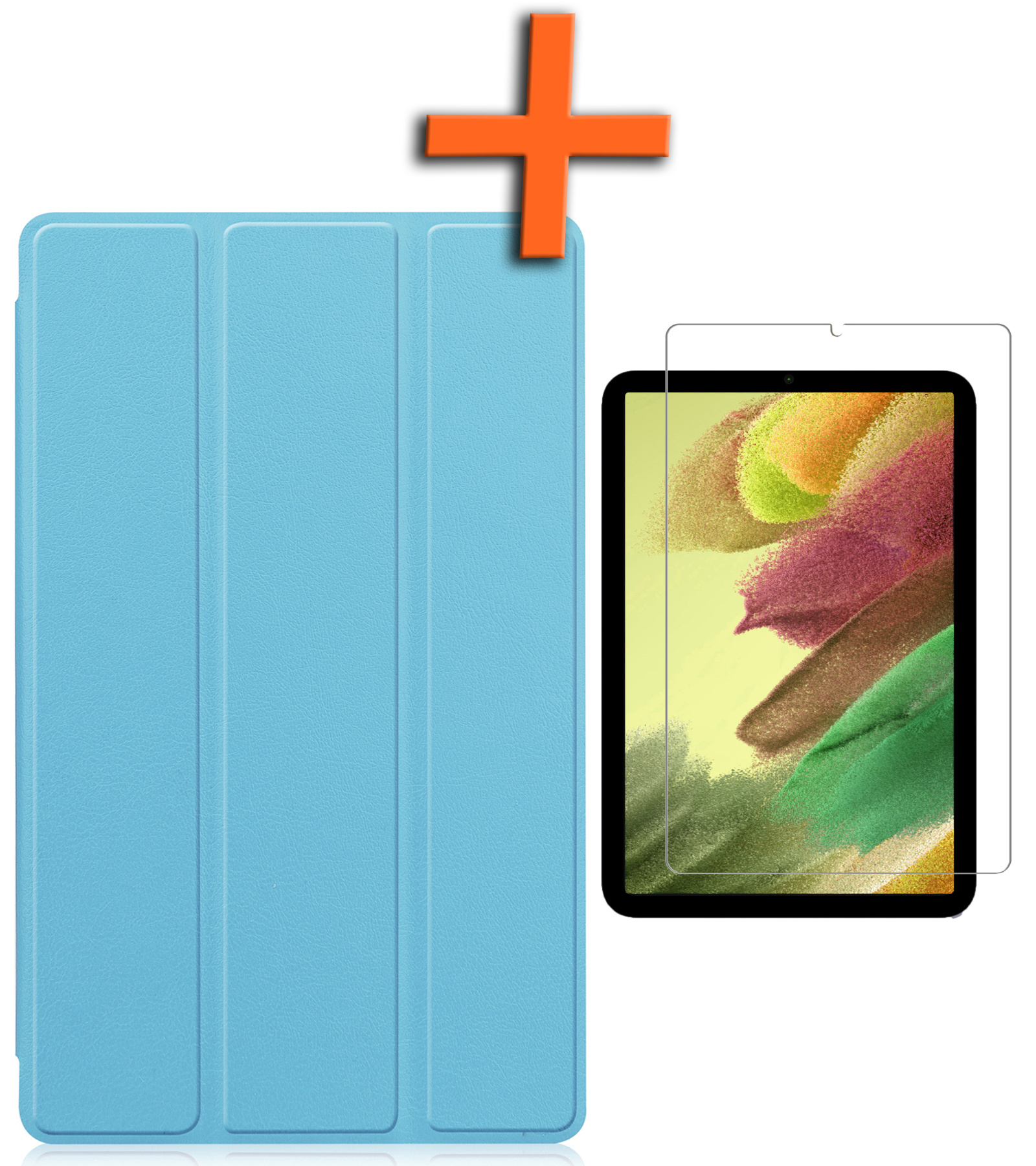 Nomfy Hoes Geschikt voor Samsung Galaxy Tab S6 Lite Hoes Tri-fold Tablet Hoesje Case Met Screenprotector - Hoesje Geschikt voor Samsung Tab S6 Lite Hoesje Hardcover Bookcase - Lichtblauw