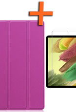Nomfy Hoes Geschikt voor Samsung Galaxy Tab S6 Lite Hoes Tri-fold Tablet Hoesje Case Met Screenprotector - Hoesje Geschikt voor Samsung Tab S6 Lite Hoesje Hardcover Bookcase - Paars