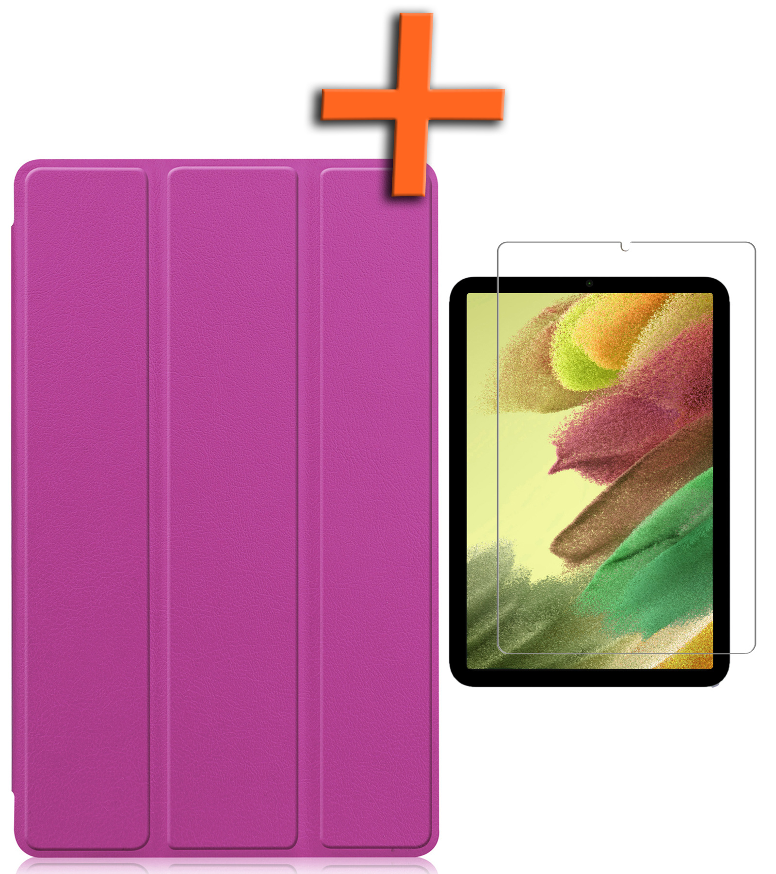 Nomfy Hoes Geschikt voor Samsung Galaxy Tab S6 Lite Hoes Tri-fold Tablet Hoesje Case Met Screenprotector - Hoesje Geschikt voor Samsung Tab S6 Lite Hoesje Hardcover Bookcase - Paars