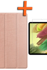 Samsung Tab S6 Lite Hoesje Met Screenprotector Book Case Hoes - Samsung Galaxy Tab S6 Lite Hoes Hardcover Hoesje Met Screenprotector - Rosé Goud