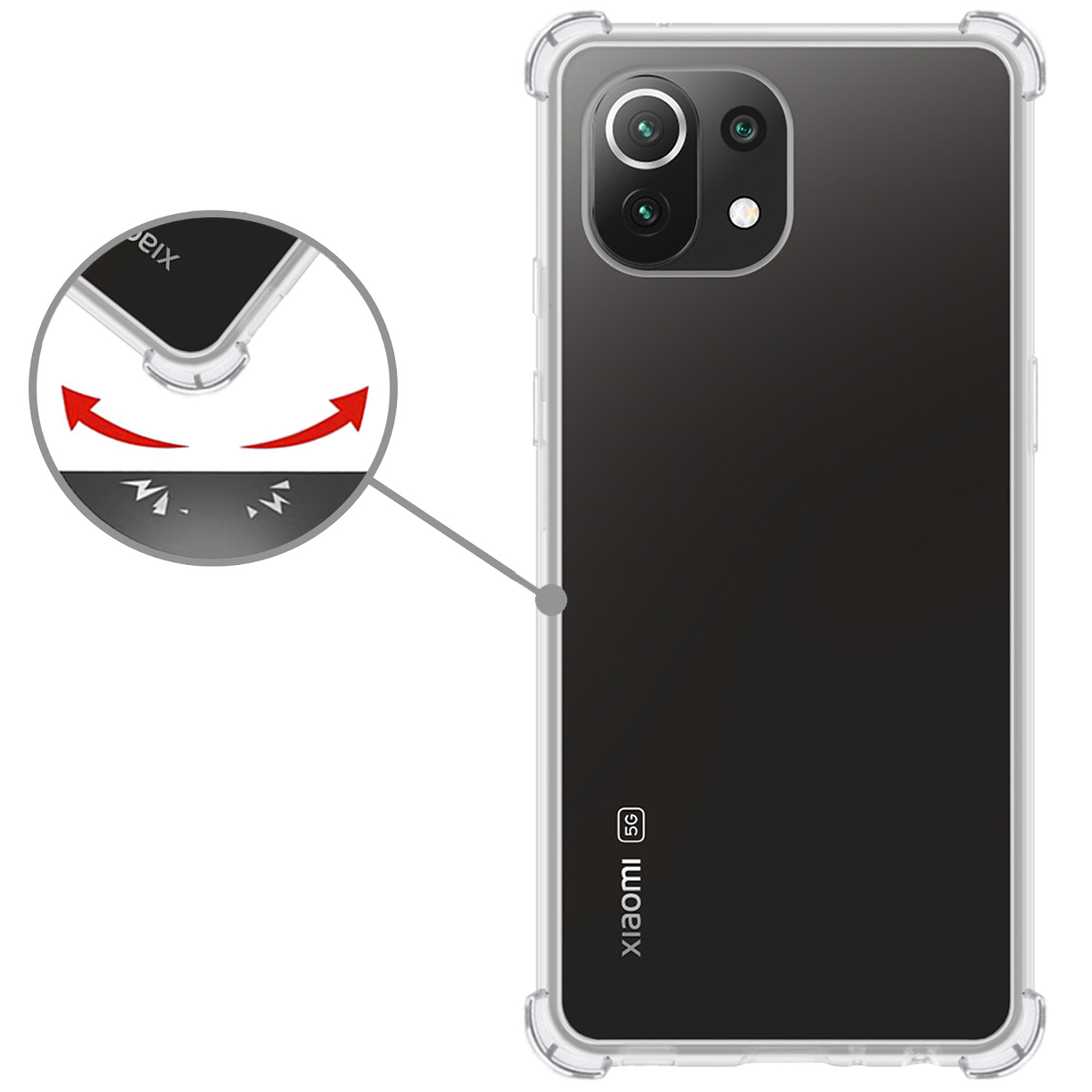 Nomfy Hoesje Geschikt voor Xiaomi Mi 11 Hoesje Shock Proof Cover Case Shockproof - Hoes Geschikt voor Xiaomi Mi 11 Hoes Siliconen Back Case - Transparant