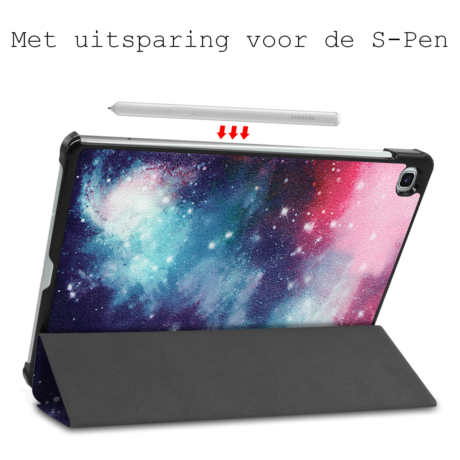 BASEY. Hoesje Geschikt voor Samsung Galaxy Tab S6 Lite Hoes Case Tablet Hoesje Tri-fold Met Screenprotector - Hoes Geschikt voor Samsung Tab S6 Lite Hoesje Hard Cover Bookcase Hoes - Galaxy