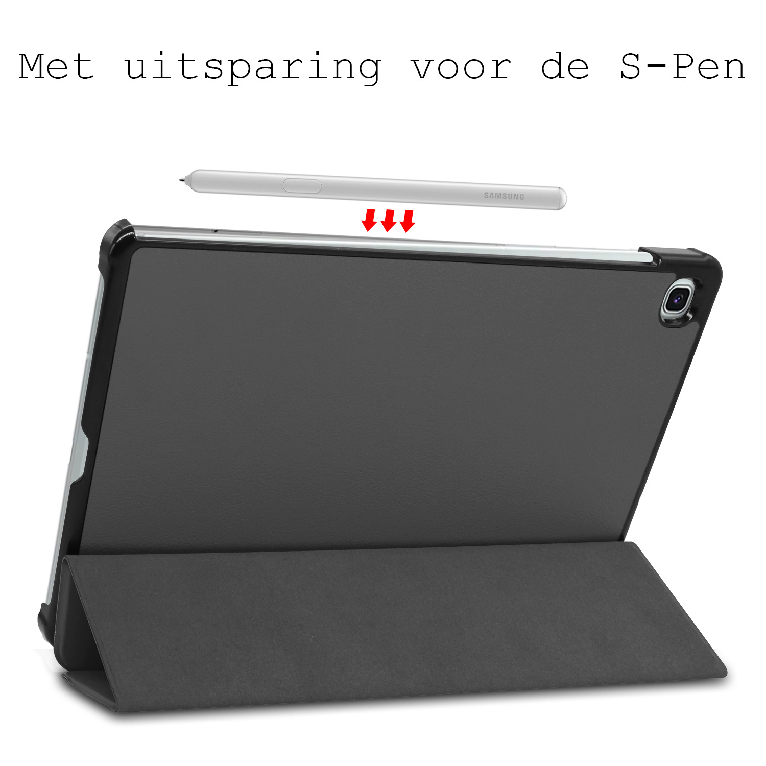 BASEY. Hoesje Geschikt voor Samsung Galaxy Tab S6 Lite Hoes Case Tablet Hoesje Tri-fold Met Screenprotector - Hoes Geschikt voor Samsung Tab S6 Lite Hoesje Hard Cover Bookcase Hoes - Grijs
