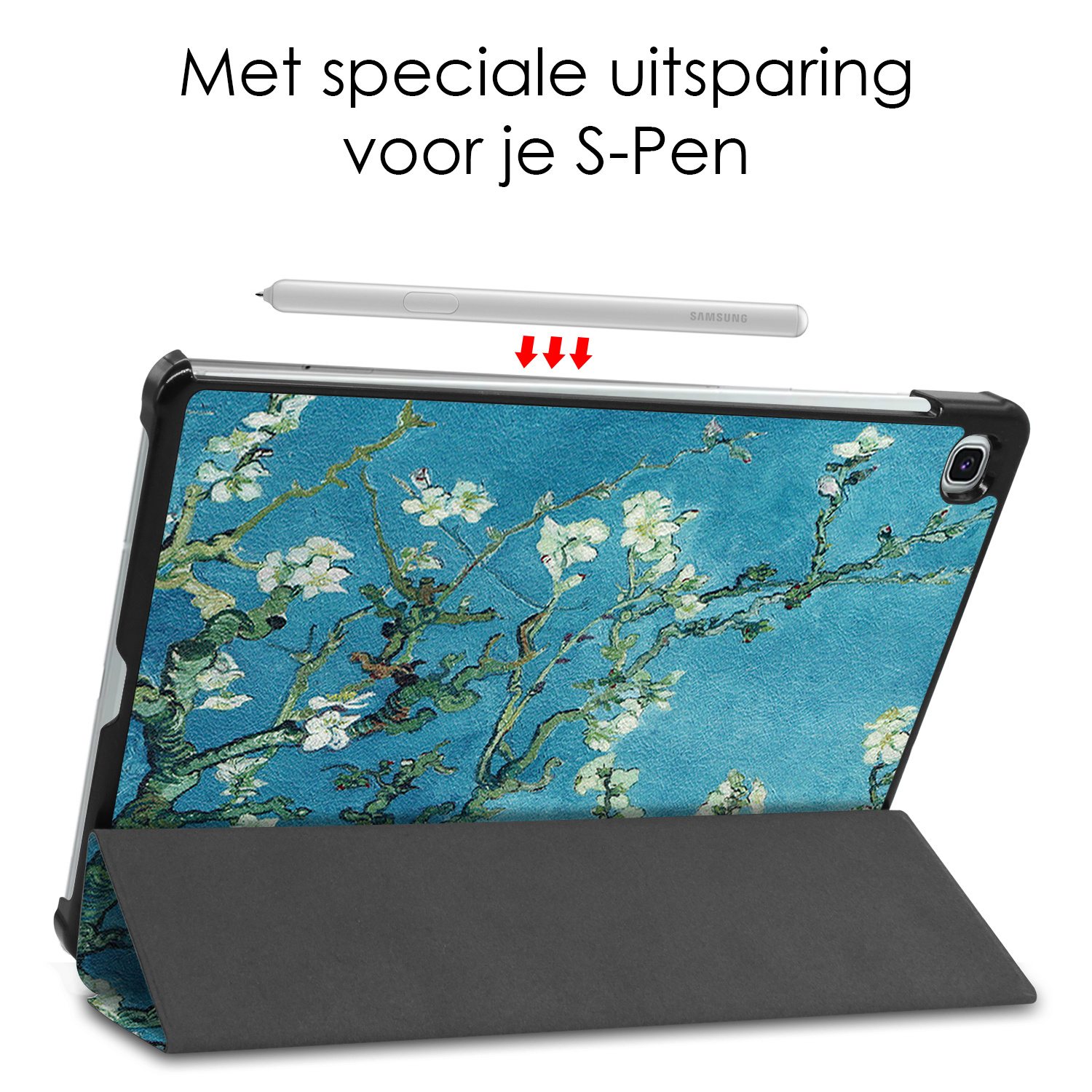 NoXx Hoesje Geschikt voor Samsung Galaxy Tab S6 Lite Hoesje Case Hard Cover Hoes Book Case Met Screenprotector - Bloesem