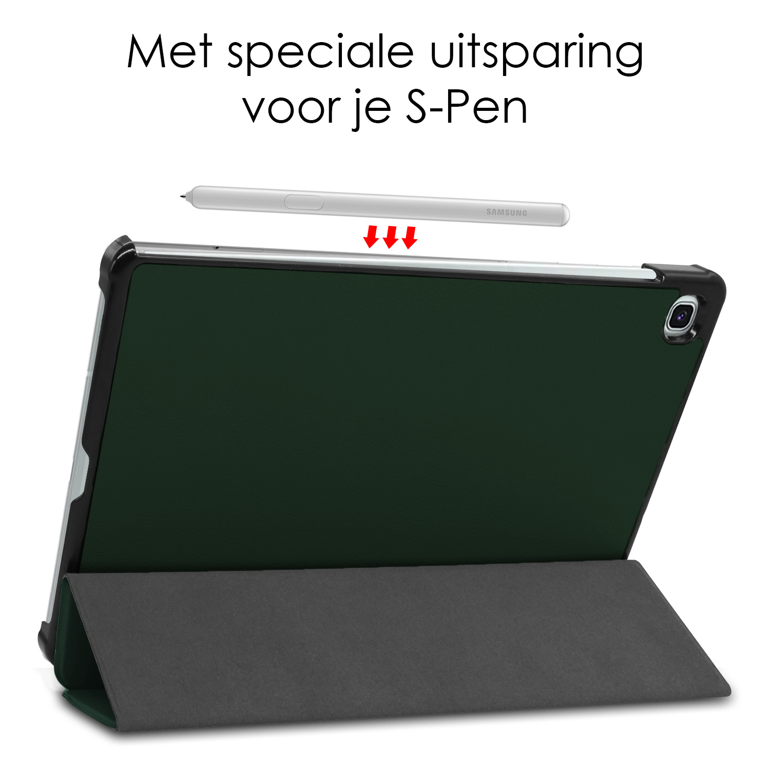 NoXx Hoesje Geschikt voor Samsung Galaxy Tab S6 Lite Hoesje Case Hard Cover Hoes Book Case Met Screenprotector - Donkergroen